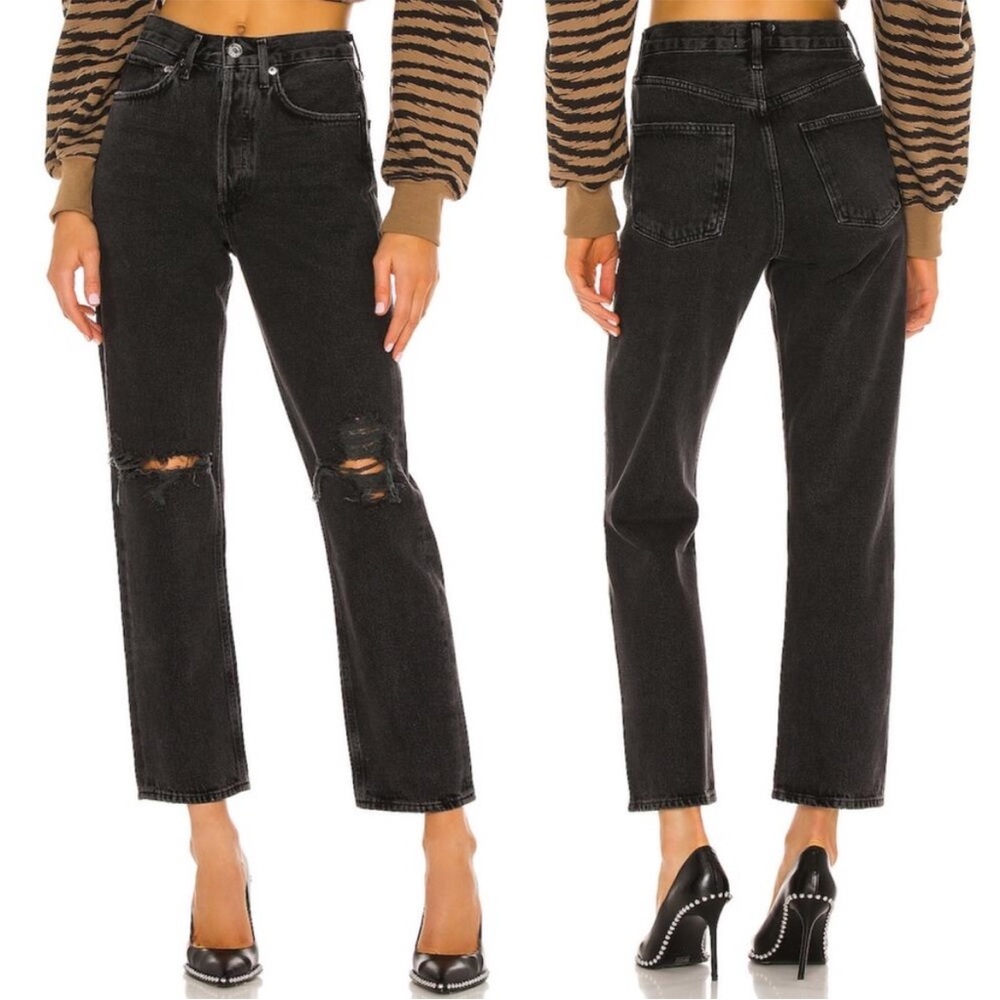 Agolde Women's Gray Straight Jeans